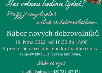 Nový začátek v ADRA Zlín? Přijďte!